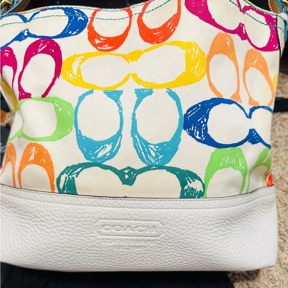 Coach Colorful Signature Print Shoulder Bag